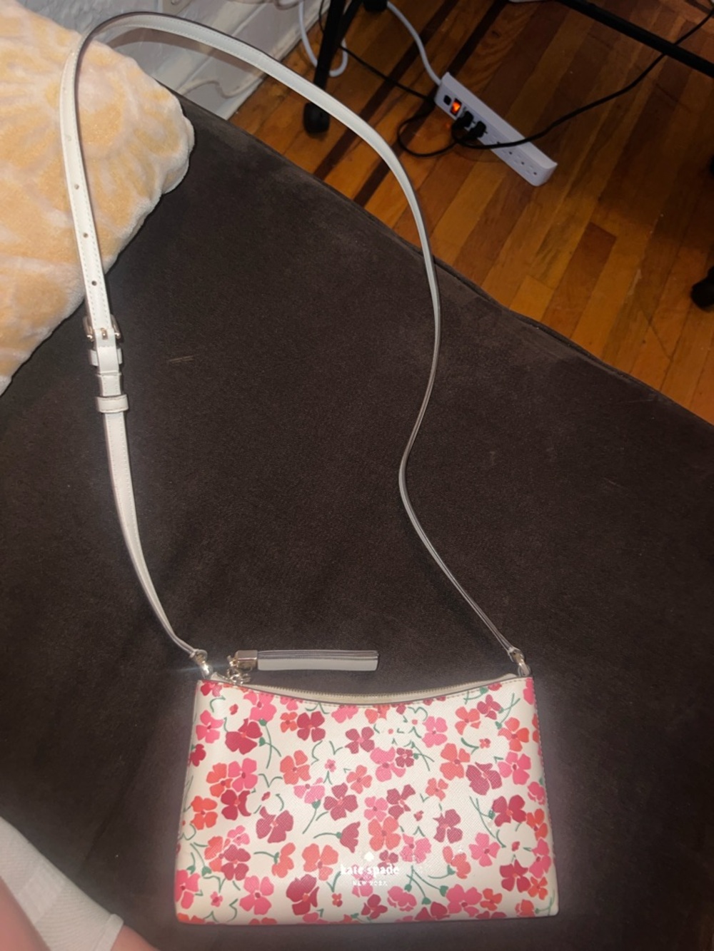 KATE SPADE Floral Crossbody Bag in White and Pink